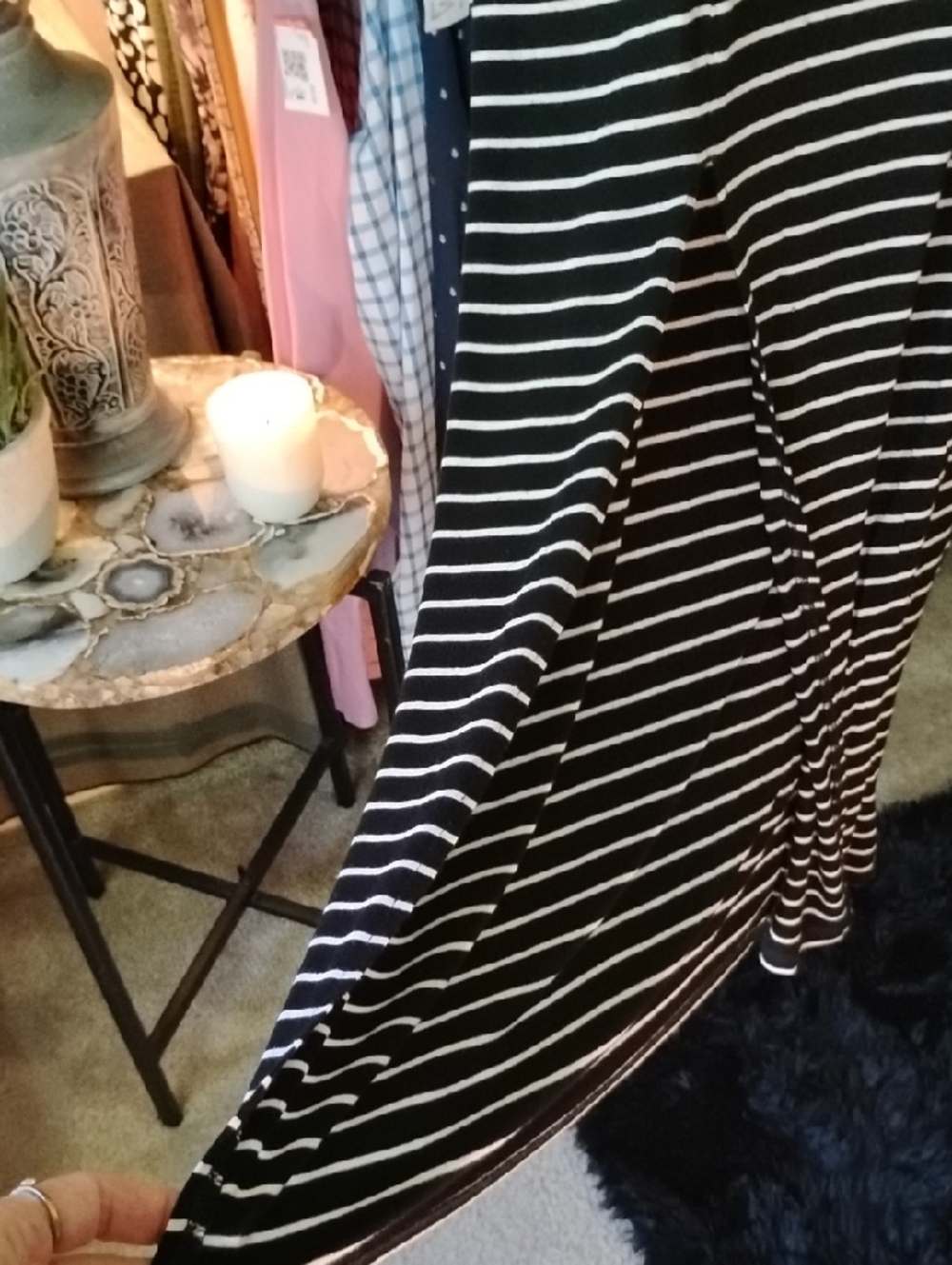 Vince Camuto Black and White Striped Maxi Skirt (M) - Picture 3 of 6
